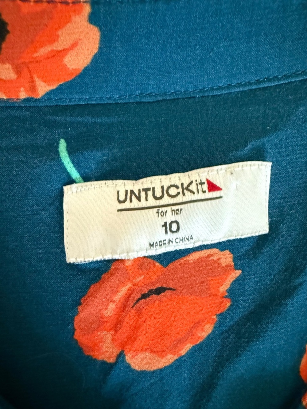 UNTUCKit Navy Blue Midi Dress with Red Floral Poppy Print - Picture 7 of 16